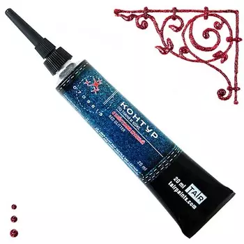 Контур по ткани и коже Таир, туба 20 мл, Красный с блестками