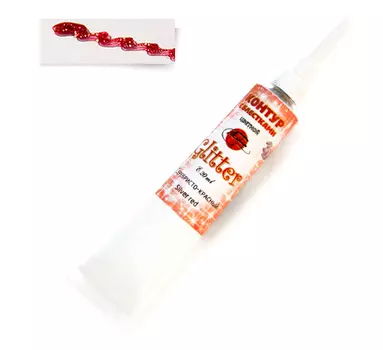 Контур универсальный Таир "Глиттер" 20 мл с блёстками Серебристо-красный