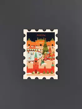 Магнит "Марка. Москва, зима"