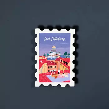 Магнит "Марка. Saint Petersburg, крыши"