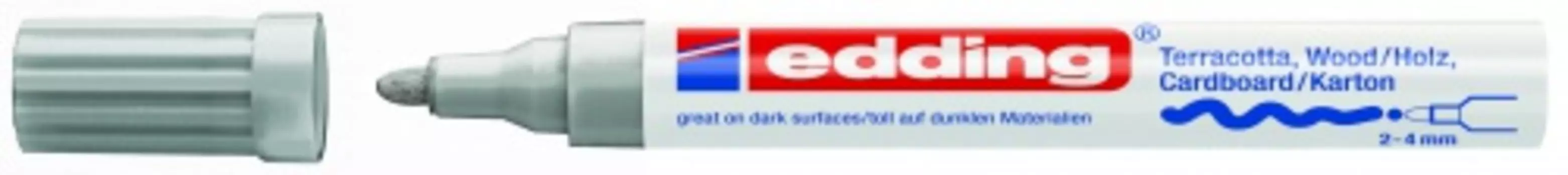 Маркер декоративный Edding "4000" 2-4 мм с круглым наконечником, в блистере, серебро