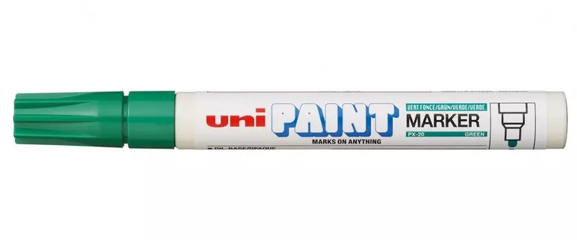 Маркер-краска Uni "Paint" PX-20, 2,2-2,8 мм, алюминиевый корпус, зеленый