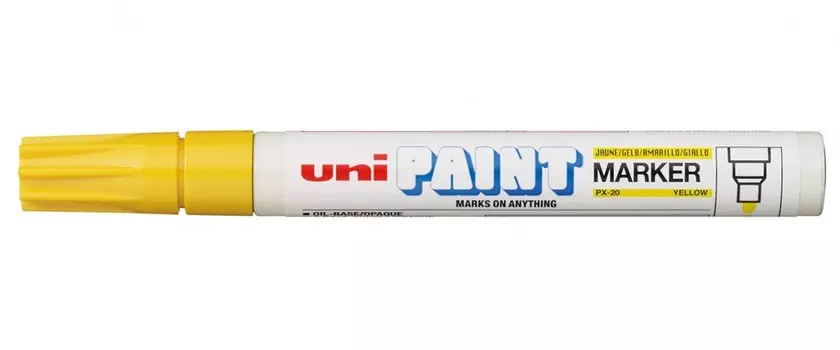 Маркер-краска Uni "Paint" PX-20, 2,2-2,8 мм, алюминиевый корпус, желтый