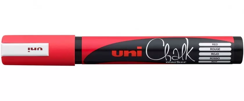 Маркер меловой Uni PWE-5М, 2,5 мм, наконечник пулевидный, красный