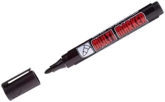 Маркер перманентный Crown "Multi Marker" 3 мм с круглым наконечником, черный