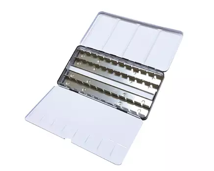 Металлический пенал с кольцом для акварельных красок Mungyo из 48 половинных ячеек или 24 полных ячеек