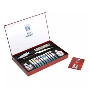 Набор акрила Lefranc&amp;Bourgeois "Fine" Discavery 11 цв + аксессуары