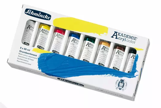 Набор акрила Schmincke "Akademie" 8 цв*60 мл в картонной упаковке