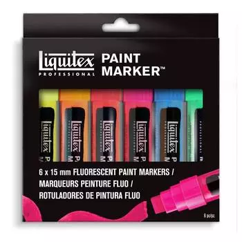 Набор акриловых маркеров Liquitex "Paint marker Wide" 6 цв*15 мм, флуоресцентные