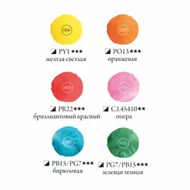 Набор акварельных красок Малевичъ "Frida" Tropics 6 цв*12 мл