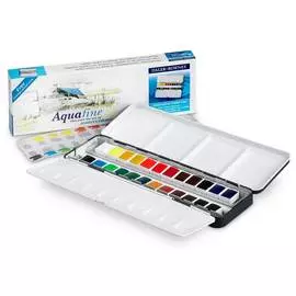 Набор акварели Daler-Rowney "AQUAFINE" 24 кювет в металле