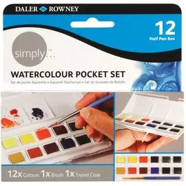 Набор акварели Daler-Rowney "Simply" карманный, 12 полу-кювет