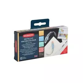 Набор акварели Derwent "Metallic" 12 цв в кюветах, пластиковая упаковка