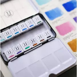 Набор акварели "JJ Watercolor" Seaside 12 цв. в кюветах, металлическая коробка