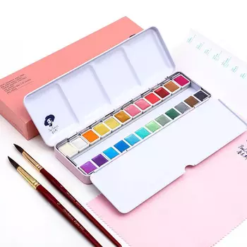 Набор акварели Paul Rubens 24 цв, кювета, перламутровая в металлическом пенале