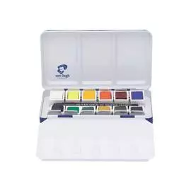 Набор акварели Talens "Van Gogh" National Gallery 12 цв в кюветах, металлическая коробка