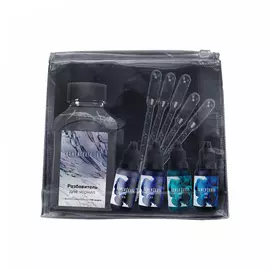 Набор алкогольных чернил Kamenskaya Ink №11, чернила 4 цв по 15 мл, разбавитель 300 мл, 5 пипеток