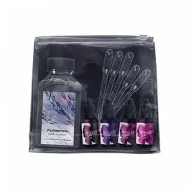 Набор алкогольных чернил Kamenskaya Ink №12, чернила 4 цв по 15 мл, разбавитель 300 мл, 5 пипеток