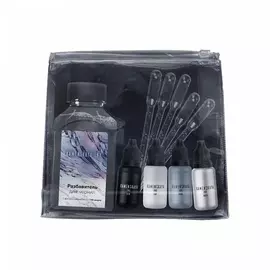 Набор алкогольных чернил Kamenskaya Ink №14, чернила 4 цв по 15 мл, разбавитель 300 мл, 5 пипеток