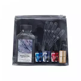 Набор алкогольных чернил Kamenskaya Ink №2, чернила 4 цв по 15 мл, разбавитель 300 мл, 5 пипеток