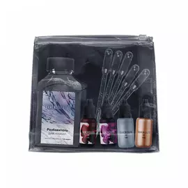 Набор алкогольных чернил Kamenskaya Ink №3, чернила 4 цв по 15 мл, разбавитель 300 мл, 5 пипеток