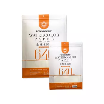 Набор бумаги для акварели Potentate 640 г 100% хлопок, упаковка 5 л