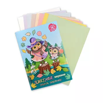 Набор для детского творчества из цветного тонированног картона Лилия Холдинг "Совки гуляют" А4 8 цв.