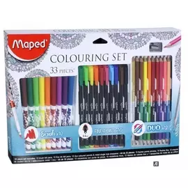 Набор для рисования Maped graph'peps 10 фломастеров-кистей, 10 капил.ручек, 12 цв.карандашей, точилк