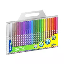 Набор фломастеров Berlingo "SuperTwist" 24 цв., смываемые, рисунок на корпусе, блистер