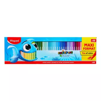 Набор фломастеров суперсмываемые MAPED "COLOR'PEPS OCEAN" 48 цветов, картонная упаковка