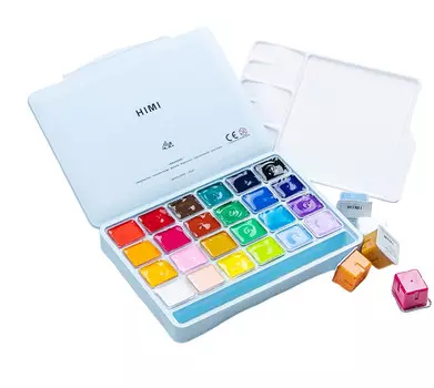 Набор гуаши HIMI 24 цвета, голубой