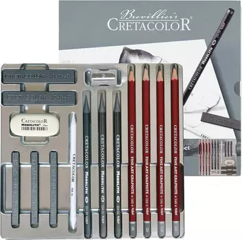 Набор художественный Cretacolor "SILVER BOX" в металлической коробке