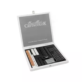 Набор художественный для эскизов Cretacolor "Black&White" 25 предметов в деревянной коробке