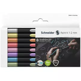 Набор капиллярных металлизированных ручек Schneider "Paint-It 020 " 8 цв., 1-2мм, европодвес
