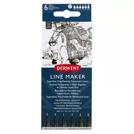Набор капиллярных ручек Derwent "Graphik Line Marker" 6 шт