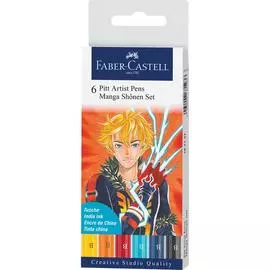 Набор капиллярных ручек Faber-Castell "Pitt Artist Pens Manga Sh?jo Brush", ассорти, 6 шт., пластик.