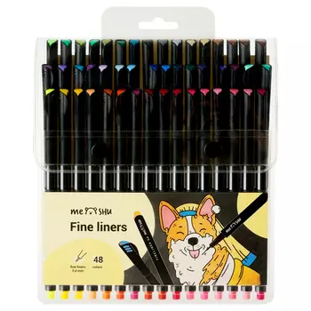 Набор капиллярных ручек MESHU 48 цв., 0,4 мм, студийная коробка