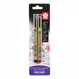 Набор капиллярных ручек Sakura "PIGMA MICRON" 2 шт (0,45 мм) Черный, красный, в блистере