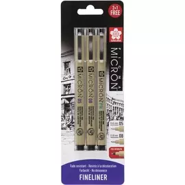 Набор капиллярных ручек Sakura "PIGMA MICRON" 3 шт (0,45мм 0,5мм + ручка Pigma Micron PN)