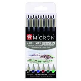 Набор капиллярных ручек Sakura "PIGMA MICRON" 6 шт 0.45 мм цвета ассорти