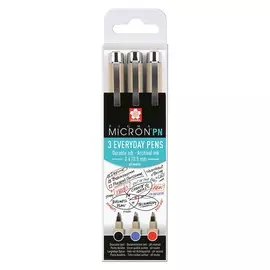 Набор капиллярных ручек Sakura "PIGMA MICRON PN" 3 шт (0,4 мм - 0,5 мм) цвет черный, синий, красный
