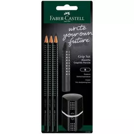 Набор карандашей чернографитных Faber-castell "GRIP 2001" 3 шт, трехгран., ластик, точилка в блист