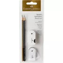 Набор карандашей чернографитных Faber-castell "Sparkle" золотой/черный+ластик и точилка