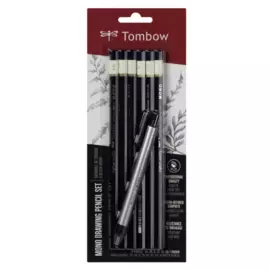 Набор карандашей чернографитных Tombow Mono Drawing Pencil Set 6 шт, с ластиком ручкой