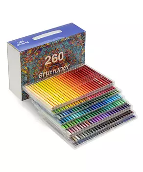 Набор карандашей цветные Brutfuner 260 цв, масляные деревянные, заточенные, в пластиковом чемодане