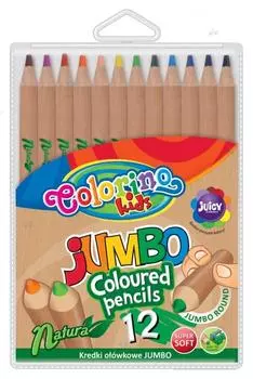 Набор карандашей цветные Colorino JUMBO 12 цветов, корпус нат. дерева, винил. сумка с европод.