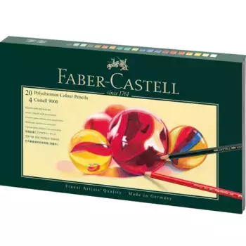 Набор карандашей цветные Faber-Castell "Polychromos" 20 цв.+ 4 ч/г заточен., студийная коробка