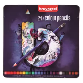 Набор карандашей цветных Bruynzeel 24 шт в металлической коробке, синяя