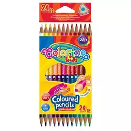 Набор карандашей цветных Colorino двухсторонние, трехгранные 12 шт, 24 цвета
