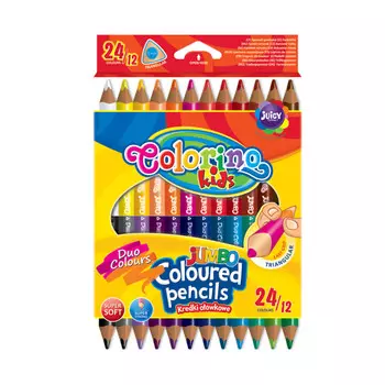 Набор карандашей цветных Colorino JUMBO, 12 шт / 24 цв, двухсторонние, треугольные